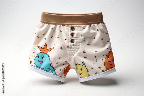 Kids Cotton Boxer Briefs With Orange Elastic Band photo