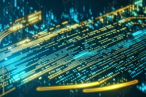 abstract technical gold and blue background. detailed technology that holds millions of data.