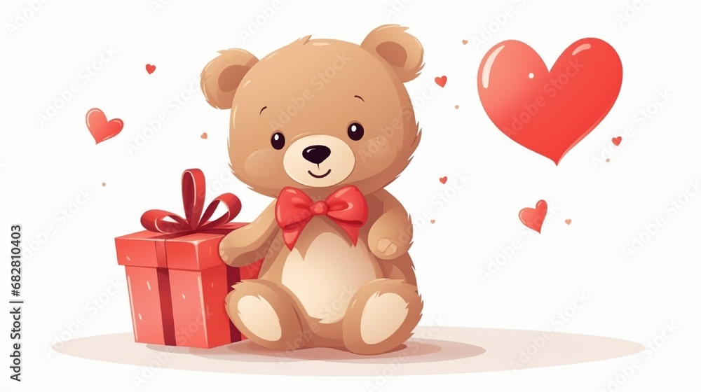 valentine day gift with balloons and teddy bear generated by AI tool valentine day gift with balloons and teddy bear generated by AI tool