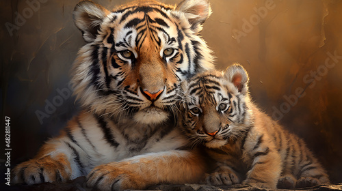 Emo    o felina capturando o terno abra  o de dois tigres 