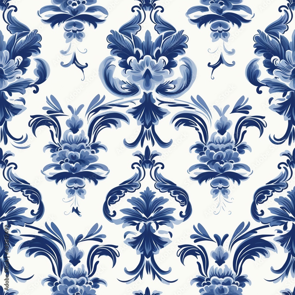 Blue Floral Porcelain-Like Seamless Pattern Design
Blue Floral Porcelain-Like Seamless Pattern Design