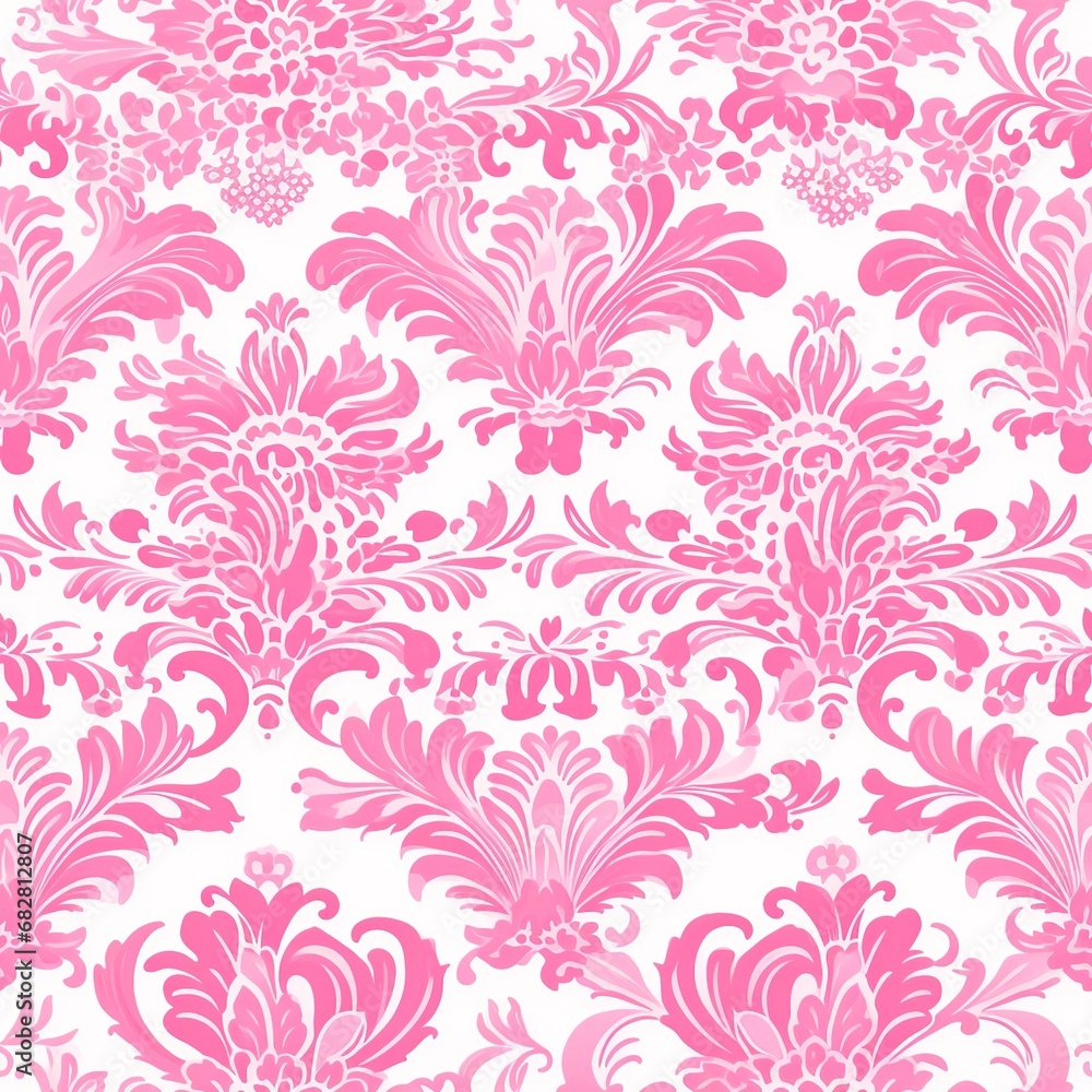Obraz premium Elegant Damask Whispers: Seamless Antique Pink Wallpaper