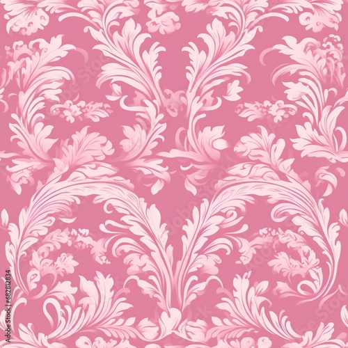 Elegant Damask Whispers: Seamless Antique Pink Wallpaper