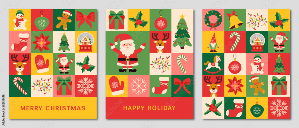 Merry Christmas and Happy New Year. Geometric Christmas pattern. Set of vector illustration for postcards, poster, packaging. Merry Christmas and Happy New Year. Geometric Christmas pattern. Set of vector illustration for postcards, poster, packaging.