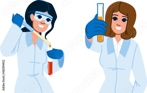 oratory medical researchers lab vector. science chemistry, technology experiment, scientist microscope oratory medical researchers lab character. people flat cartoon illustration