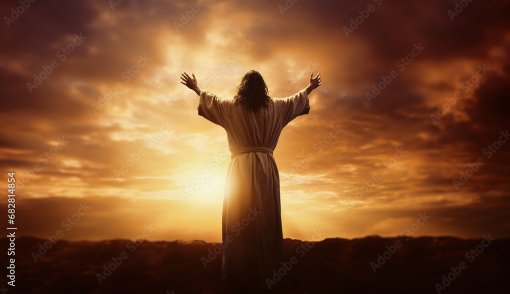 Jesus Christ with his arms raised to the Sky - Salvation and ...