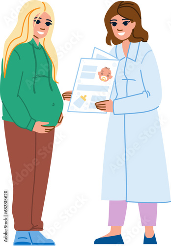 woman obstetricians maternity care vector. medicine young, doctor birth, hospital gynecologist woman obstetricians maternity care character. people flat cartoon illustration