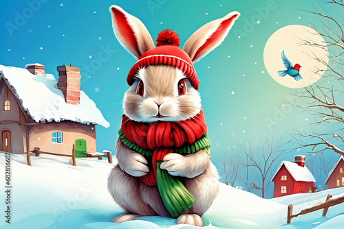 christmas bunny. Generative AI