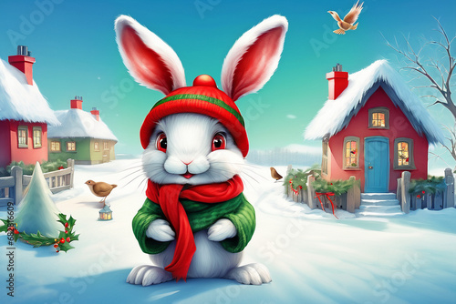 christmas bunny. Generative AI