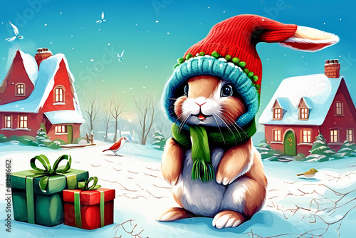christmas bunny. Generative AI