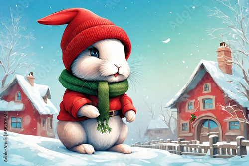 christmas bunny. Generative AI