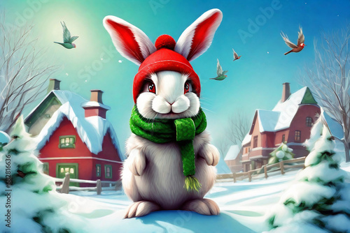 christmas bunny. Generative AI
