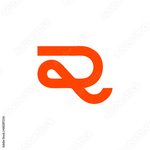 letter r simple curves line design logo vector