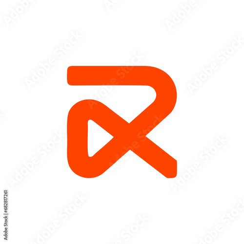 letter r simple curves line design logo vector