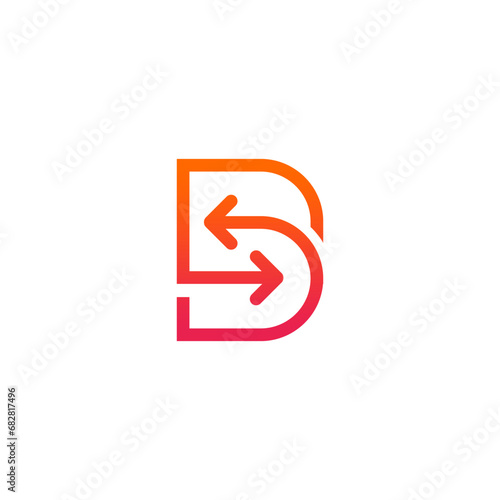 initial letter b logo vector design, b logo connected with opposite direction arrows