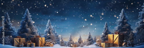Panoramic Christmas concept greeting card template