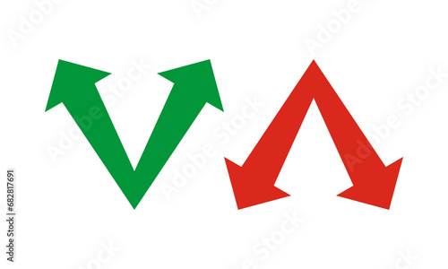 Green Red V-Shaped Double Arrows