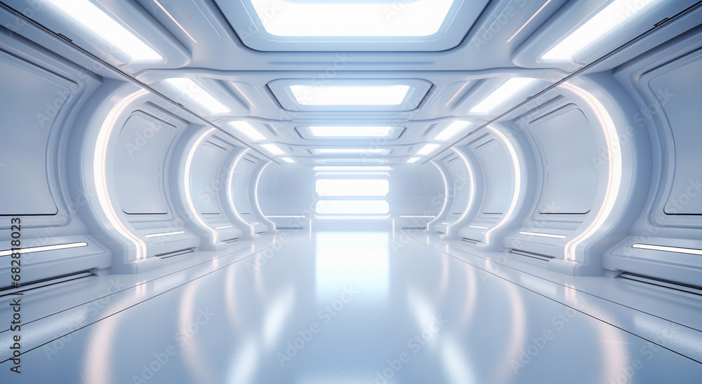 Futuristic tunnel corridor with glowing lights illustration Futuristic tunnel corridor with glowing lights illustration