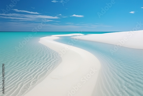 A beautiful large sandbank goes into the sea