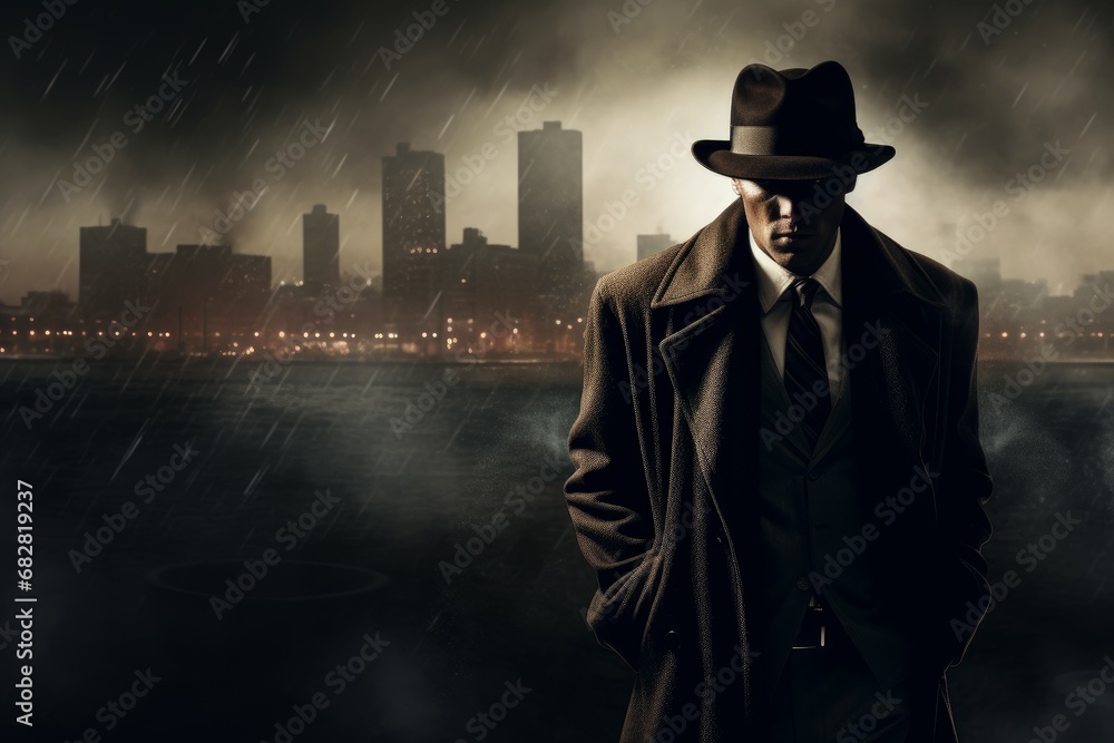 Powerful Gangster man art. Dark mystery. Generate Ai - obrazy, fototapety, plakaty 
