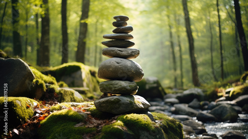 Stacked Stones in a Serene Environment