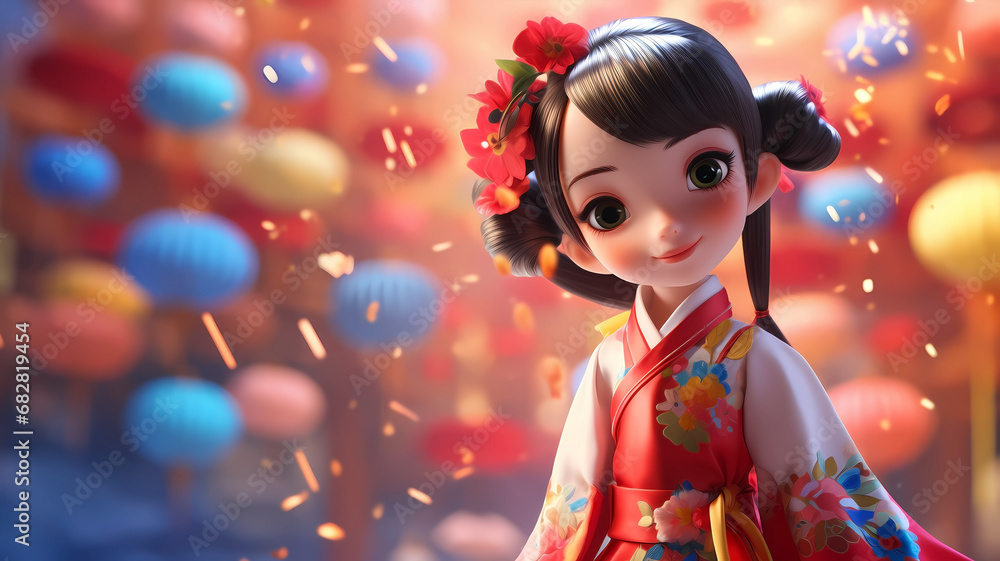 Hand drawn cartoon illustration of cute and beautiful Chinese costume fairy
Hand drawn cartoon illustration of cute and beautiful Chinese costume fairy