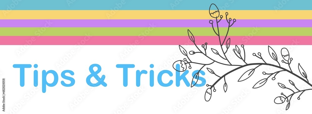 Tips And Tricks Floral Element Colorful Stripes Text Horizontal