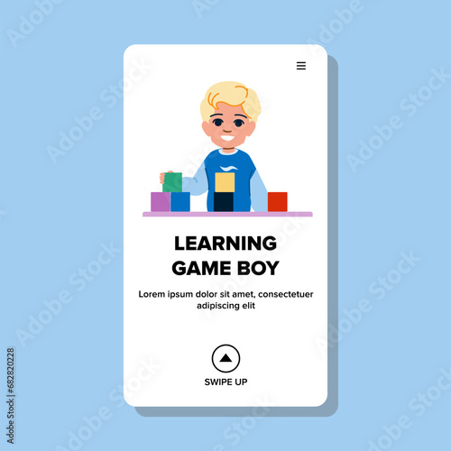 child learning game boy vector. school computer, student technology, childhood study child learning game boy web flat cartoon illustration