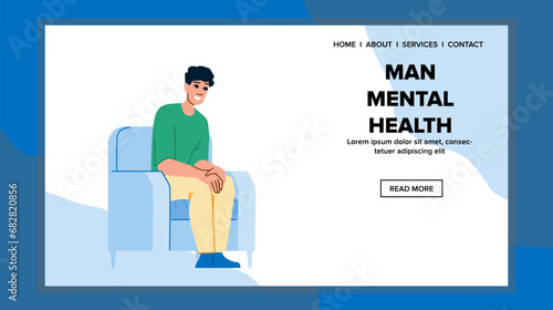 depression man mental health vector. male counselor, young psychology, psychiatrist counseling depression man mental health web flat cartoon illustration
