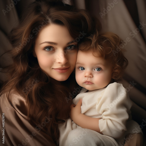 Portrait of a beautiful mother with her cute baby