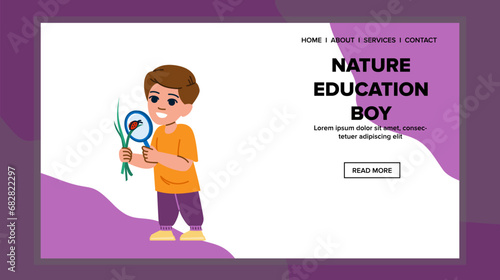 environment nature education boy vector. grass kid, school green, childhood girl environment nature education boy web flat cartoon illustration