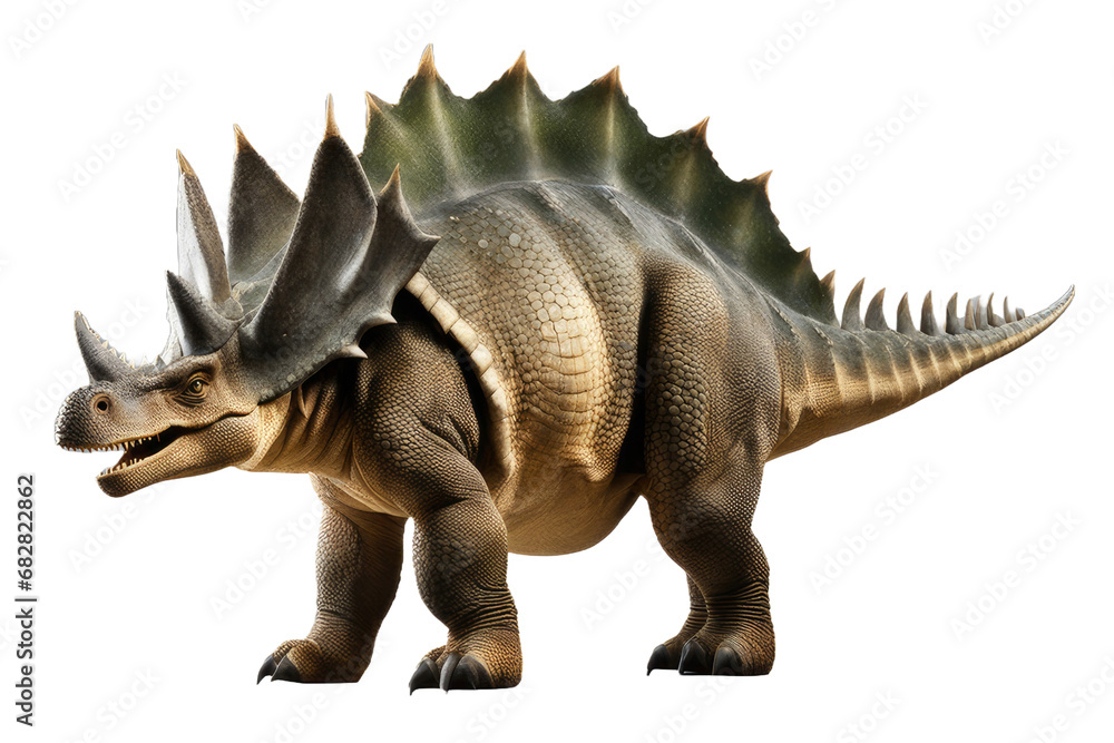 Fototapeta premium a high quality stock photograph of a single Stegosaurus full body isolated on a white background