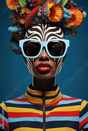 Zebra Chic: Majestic Fusion of African Fashion and Modern Artistry, a Bold Statement of Cultural Diversity and Individuality © ChaoticMind
