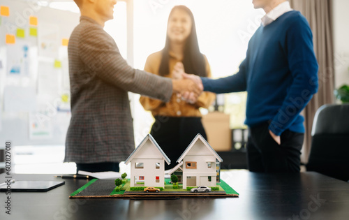 Customers who choose to buy a condominium room and a bank approve a loan for their purchase. Condominium and house loan interest rate from bank concept. photo