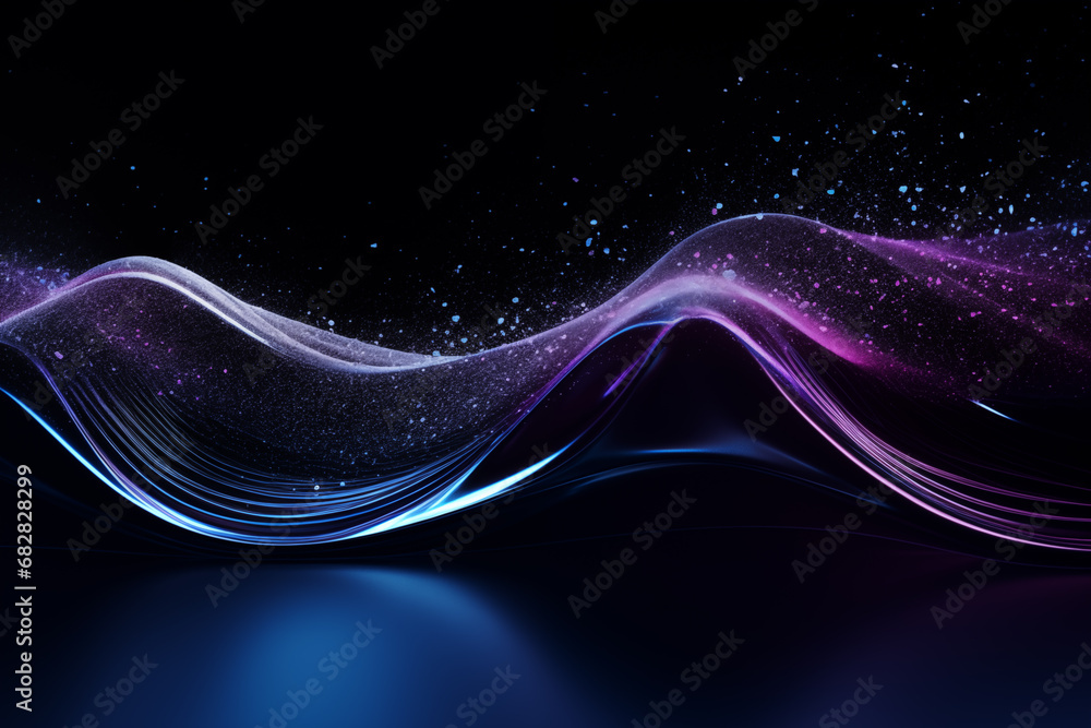 Fotografie Gradient wave plexus glitter liquid color dark blue purple