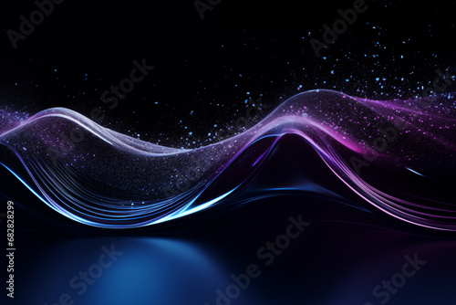 Gradient wave plexus glitter liquid color dark blue purple  photo