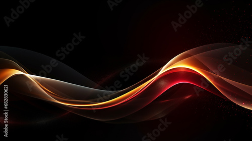 Abstract futuristic background with orange blurry glowing wave and neon lines