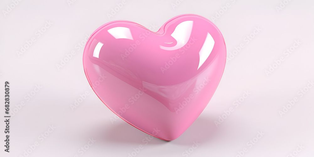  Romantic Valentine S Day 3d Render With Blushing Pink Heart on white background Blushing Pink Heart Design AI Generative 