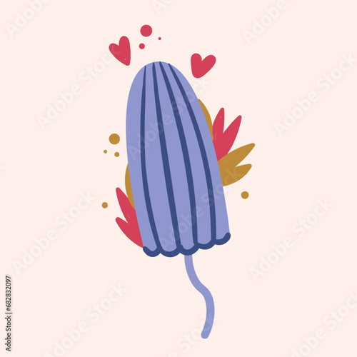 women intimate hygiene items. Tampon. Flat vector illustration.