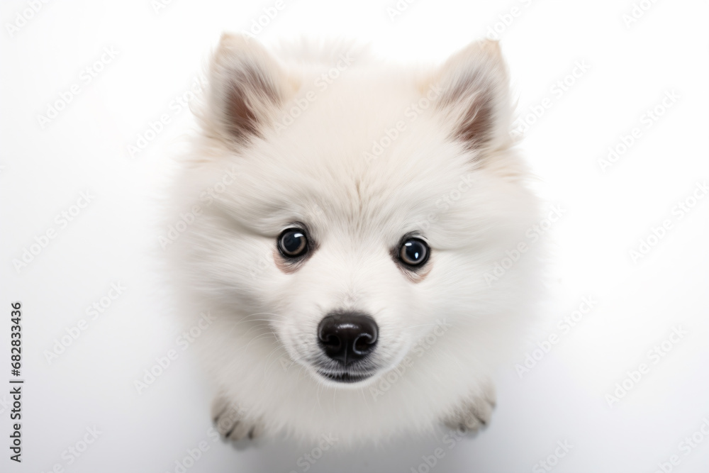 a white dog with a black nose and a white background a white dog with a black nose and a white background