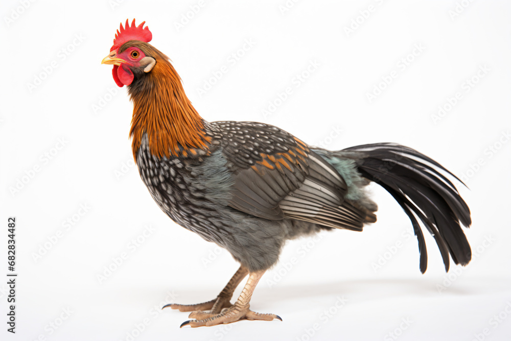 Fototapeta premium a rooster with a red head and black tail