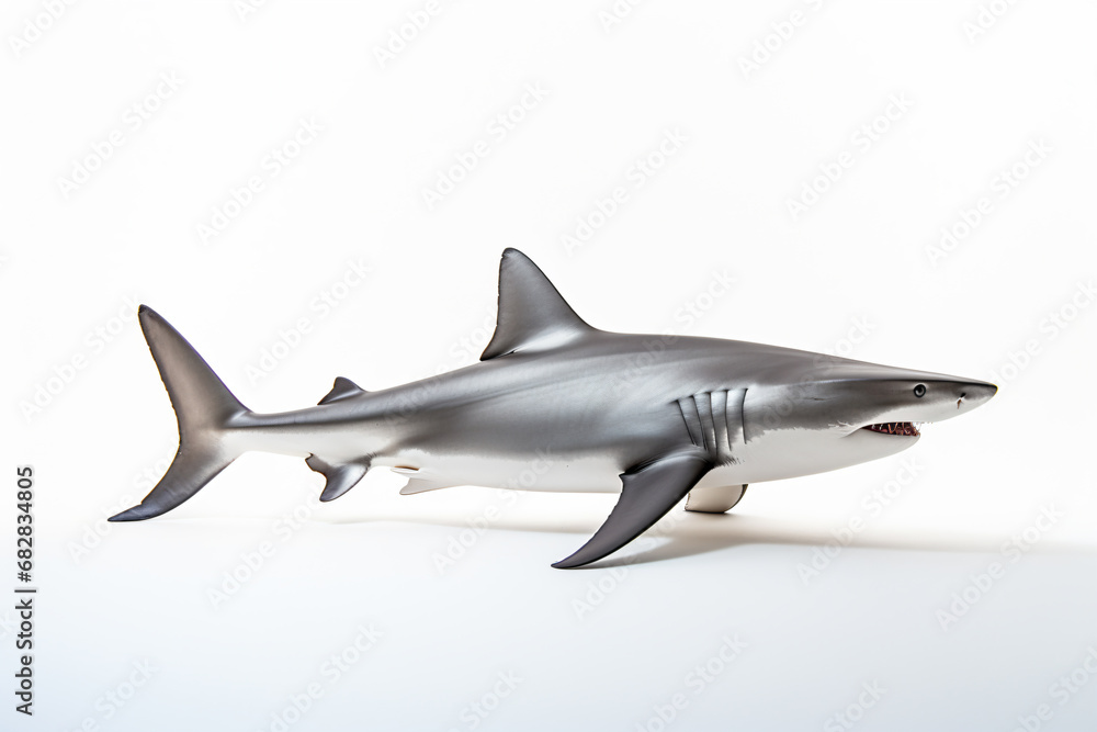 Fototapeta premium a toy shark with a toothy face and sharp teeth
