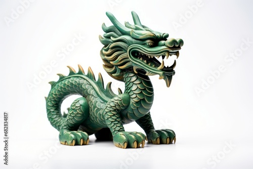 Tranquil Green wooden dragon. 2024 symbol happy new year. Generate Ai © juliars