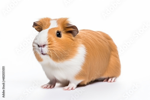 a guinea is standing on a white surface
