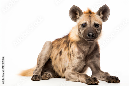 a hyena laying down on a white surface © illustrativeinfinity