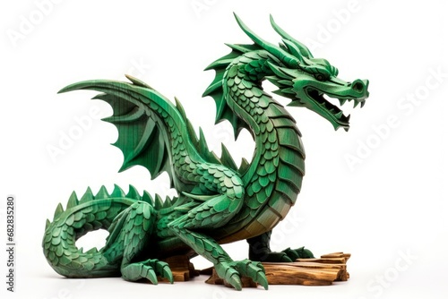 Enchanting Green wooden dragon. 2024 symbol happy new year. Generate Ai © juliars