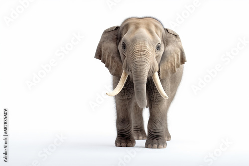 an elephant with tusks standing in front of a white background
