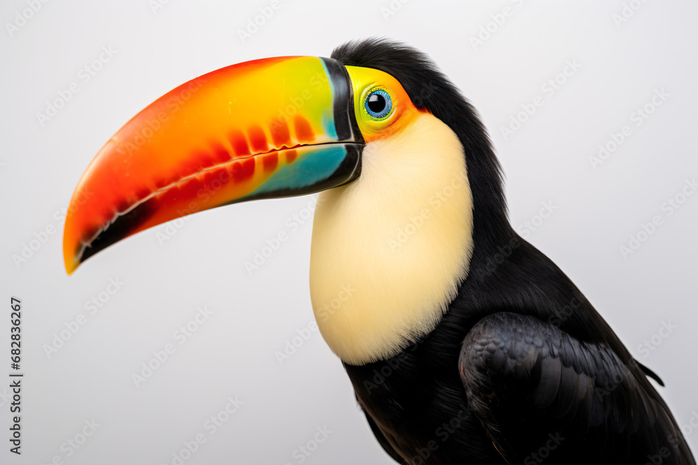 Naklejka premium a colorful bird with a black beak and a yellow and red beak