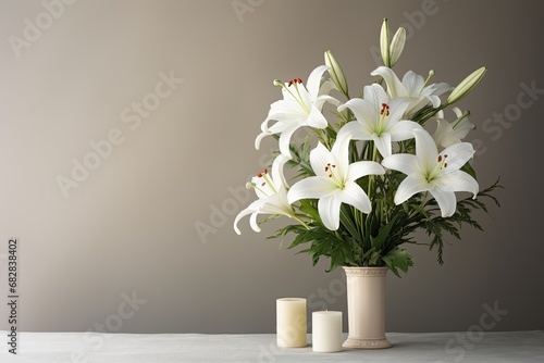 Cross Adorned with Easter Lilies - A Symbolic and Respectful Spiritual Theme