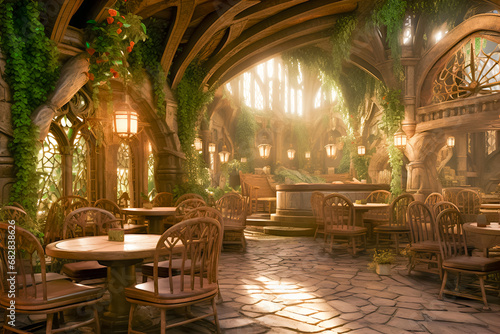 Fantasy elvish tavern photo